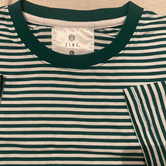 ZINE (Zumiez Skate) Green and White Stripped Tee L - Picture 2 of 3